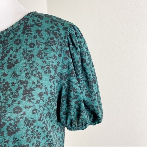 Zara green floral puffy sleeves midi dress - Picture 6 of 10